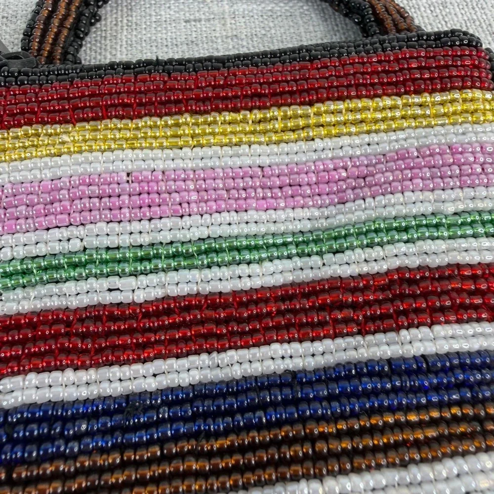 VTG Y2K John Weitz Beaded Coin Purse Change Bag Keychain Wallet Boho